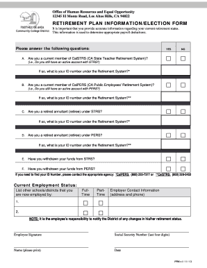 Retirement Plan Information Election Form