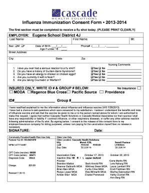 Influenza Immunization Consent Form