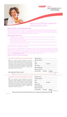 AARP Medicare Supplement Insurance Automatic Payment Authorization Form