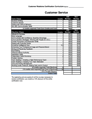 Customer Relations Certification Curriculum