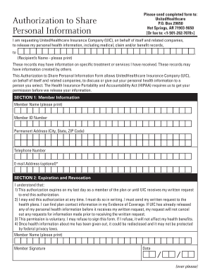 Authorization to Share Personal Information Form