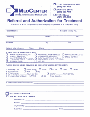 Workplace Injury Referral Form