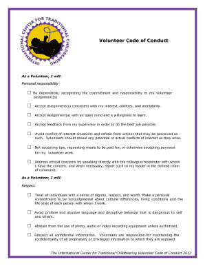 Volunteer Code of Conduct Agreement