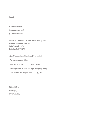 Sponsorship Letter for Employee Training