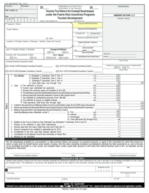 Puerto Rico Form 480.30(II)DT Tourism Development Incentives