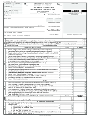 Puerto Rico Corporation of Individuals Informative Income Tax Return