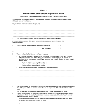 Notice of Parental Leave Entitlement