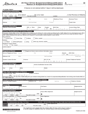 Alberta 24 Hour Driver Suspension Notice
