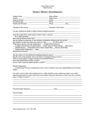 Seizure History Questionnaire