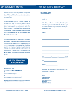 Mechirat Chametz Form 2015