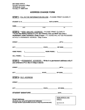 Norwalk Community College Address Change Form