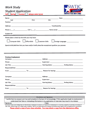 Student Work Study Application