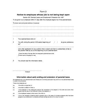 Notice to Employee on Parental Leave Job Protection