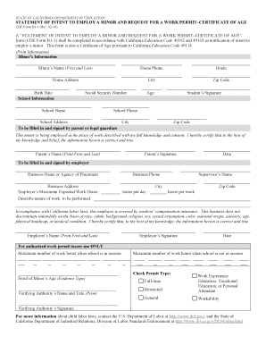 California Work Permit for Minors