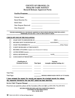 Health Records Release Approval Form