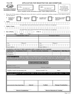 ICAP Registration and Exemption Form
