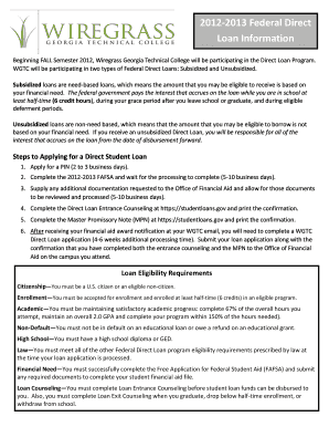 Federal Direct Loan Application Form