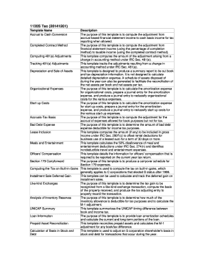 US Federal Tax Adjustment Templates