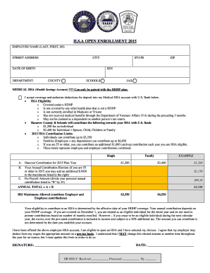 Hanover County HSA Open Enrollment Form 2015