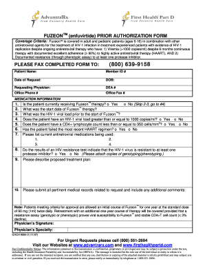 Fuzeon Prior Authorization Form