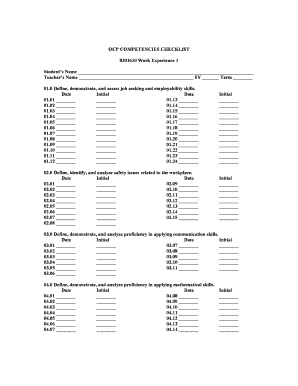 OCP Competencies Checklist Form
