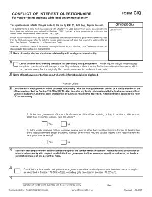 Texas Conflict of Interest Questionnaire