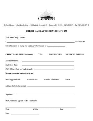 Credit Card Authorization Form