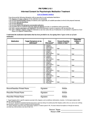Informed Consent for Psychotropic Medication Treatment