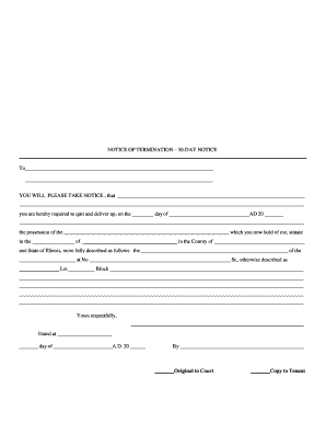 Illinois 30-Day Notice to Quit
