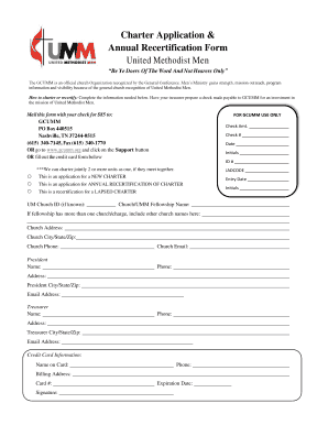 United Methodist Men Charter Application Form