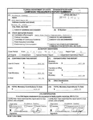 Florida Campaign Treasurer's Report