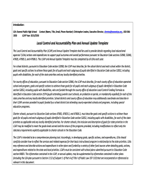 California Local Control and Accountability Plan Template