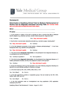Medicare Reimbursement Clinical Trial Form
