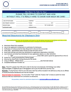 Conforming Submission Checklist
