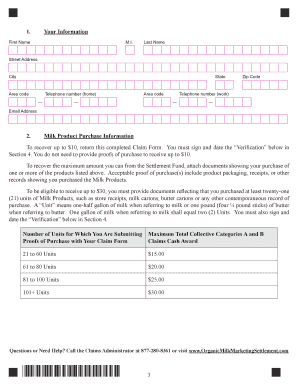 Aurora Organic Dairy Milk Products Claim Form
