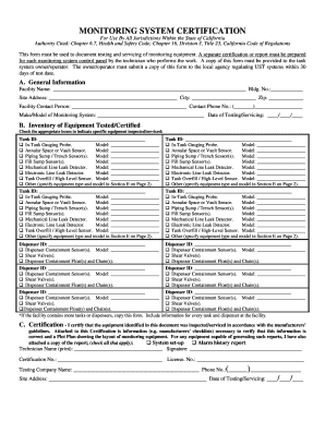 California Monitoring System Certification