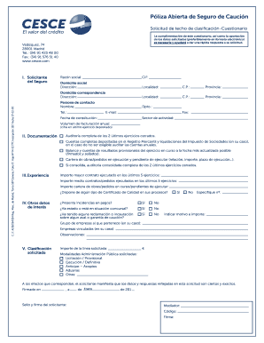 Cuestionario de solicitud de información