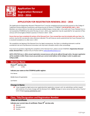Application for Registration Renewal