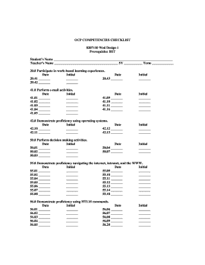 OCP Competencies Checklist