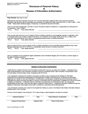 Alaska Background Check Disclosure Form