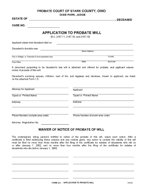 Application to Probate Will