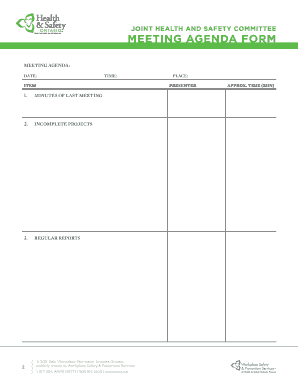 Joint Health and Safety Committee Meeting Agenda Form