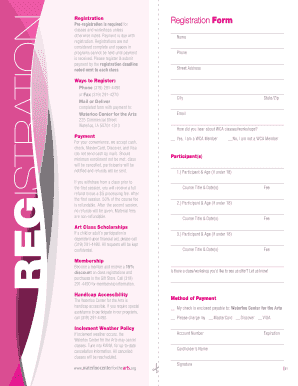 Waterloo Center for the Arts Registration Form