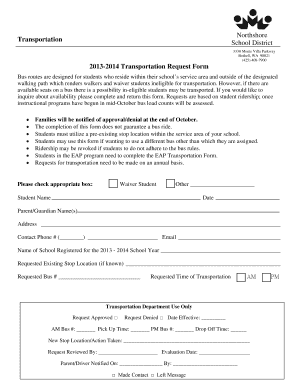 2013-2014 Transportation Request Form