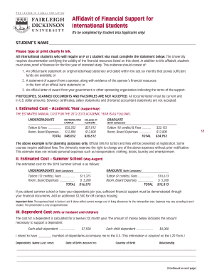 Affidavit of Financial Support for International Students