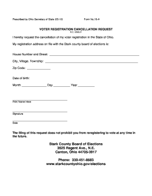 Ohio Voter Registration Cancellation Request