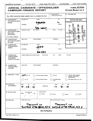 Texas Judicial Candidate Officeholder Campaign Finance Report