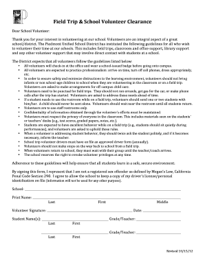 School Volunteer Clearance Form