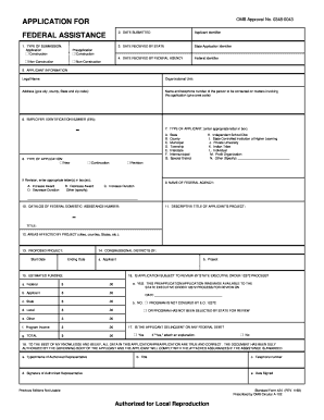 Federal Assistance Application Form