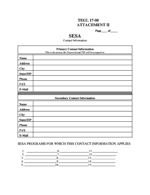 SESA Contact Information Form